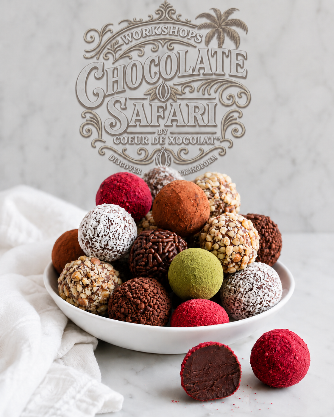 dish of colourful truffles 